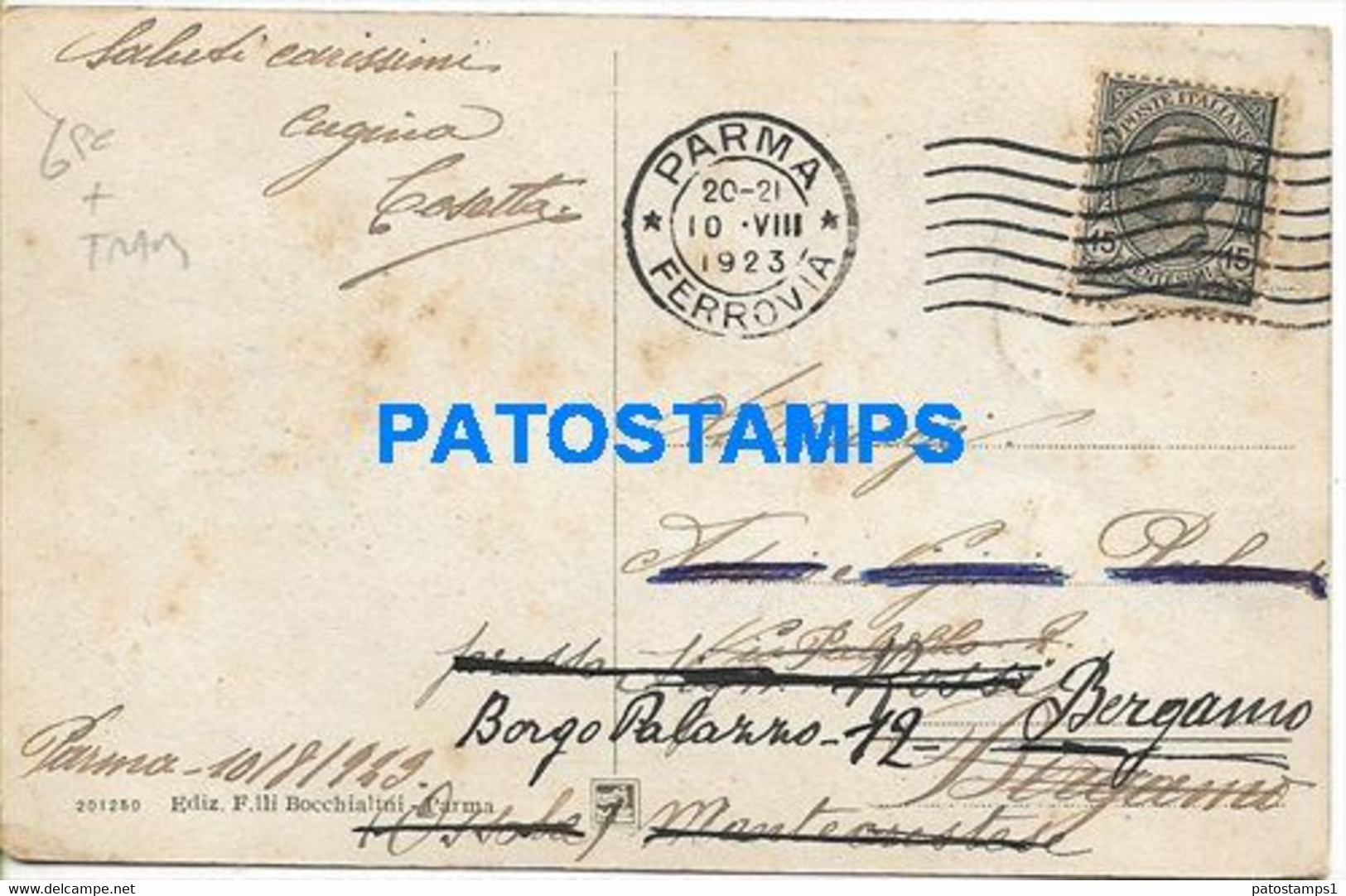 165374 ITALY PARMA STREET MAZZINI & TRAMWAY CIRCULATED TO BERGAMO POSTAL POSTCARD - Otros & Sin Clasificación