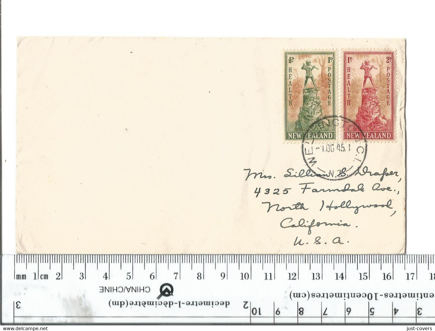 New Zealand Non Cachet FDC Wellington To North Hollywood Calif  Oct 1 1945....................(Box 5) - Covers & Documents