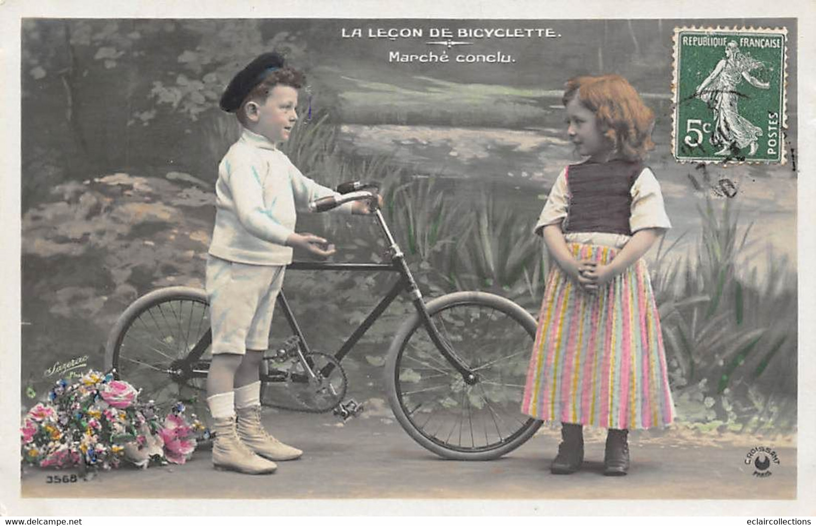 Thème:  Cyclisme.  Scène. Type   Leçon De Bicyclette. Jeunes Enfants Série De 5 Cartes    Voir Scan) - Ciclismo