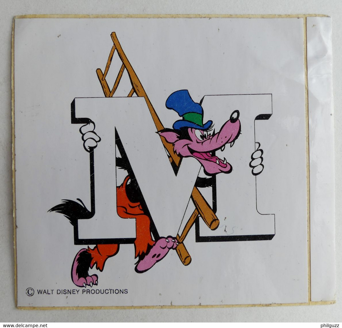 AUTOCOLLANT JEU DES LETTRES MYSTERE WALT DISNEY M Grand Loup 70's - Autocollants