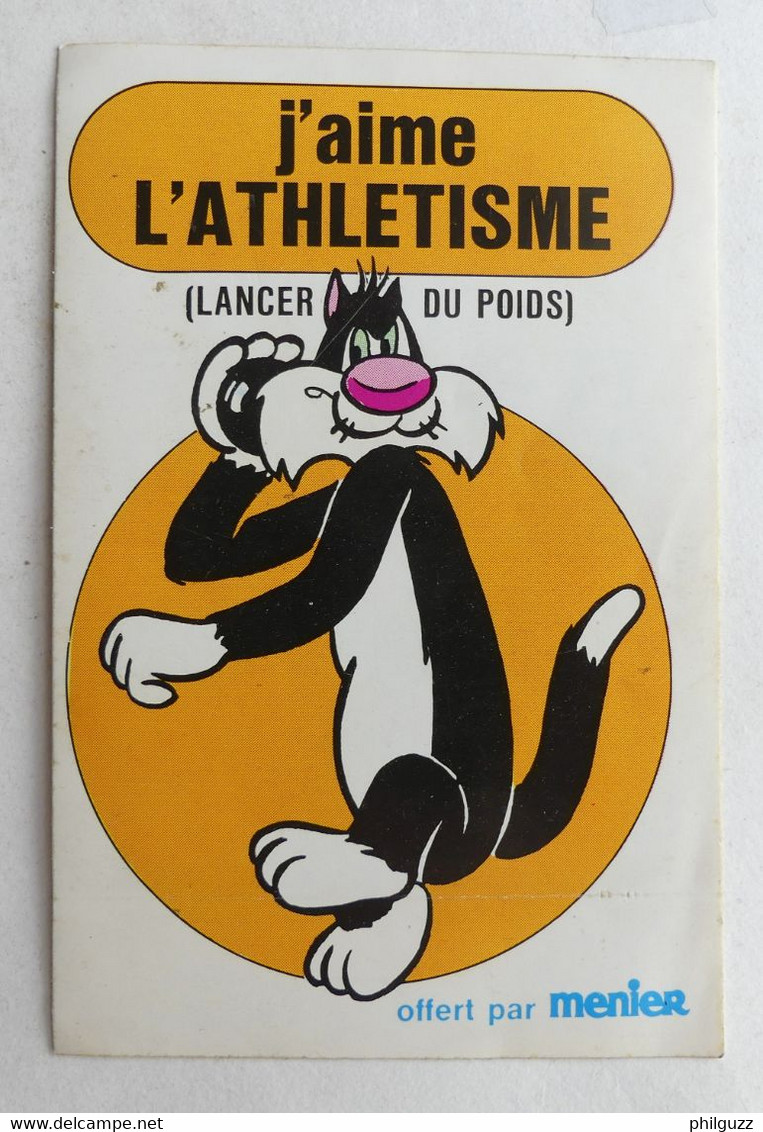 AUTOCOLLANT MENIER TITI ET GROSMINET N°4 J'AIME L'ATHLETISME 1976 - Autocollants