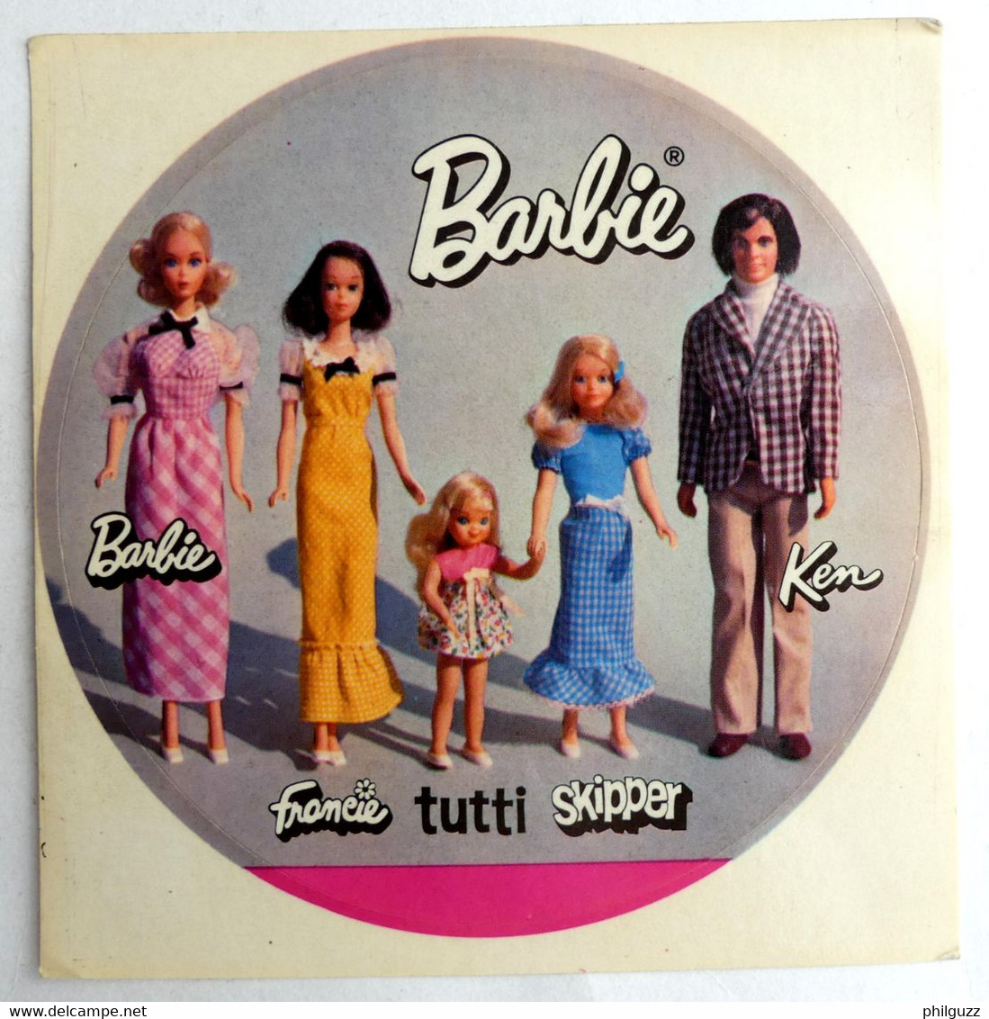 AUTOCOLLANT BARBIE FRANCIE TUTTI SKIPPER KEN Années 70 - Barbie