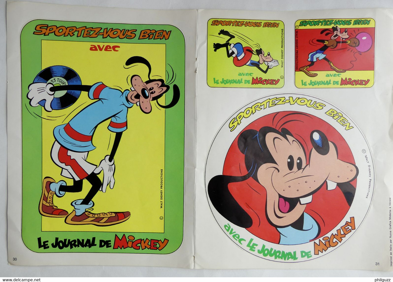 DINGO AUTOCOLLANT JOURNAL DE MICKEY 1412 JEUX OLYMPIQUES WALT DISNEY DINGOTOCOLLANTS GOOFY  1979 Autocollants - Autocollants