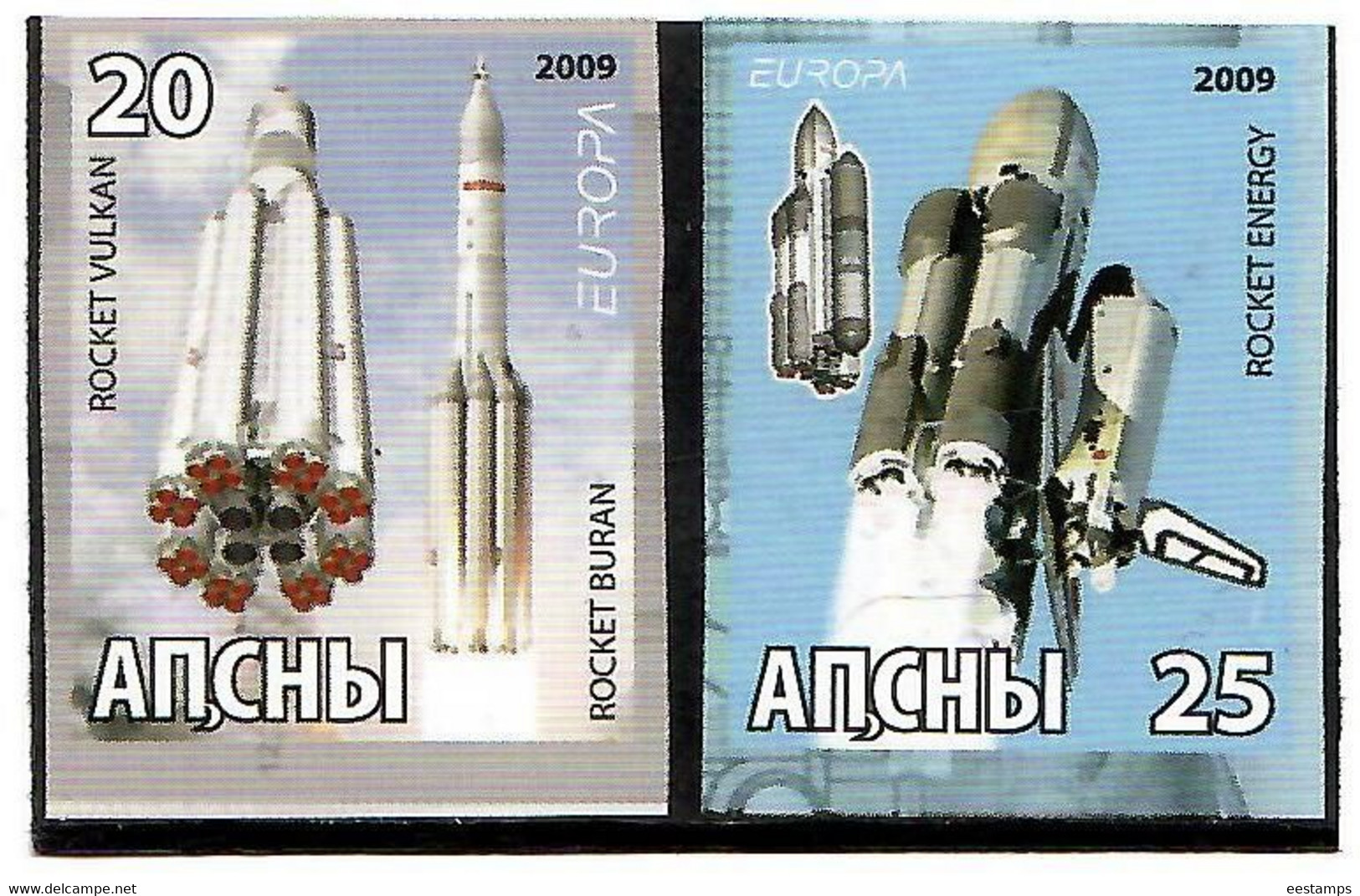 Abkhazia . EUROPA CEPT 2009. Astronomy (Space Rockets). Imperf. 2v:20,25 - 2009