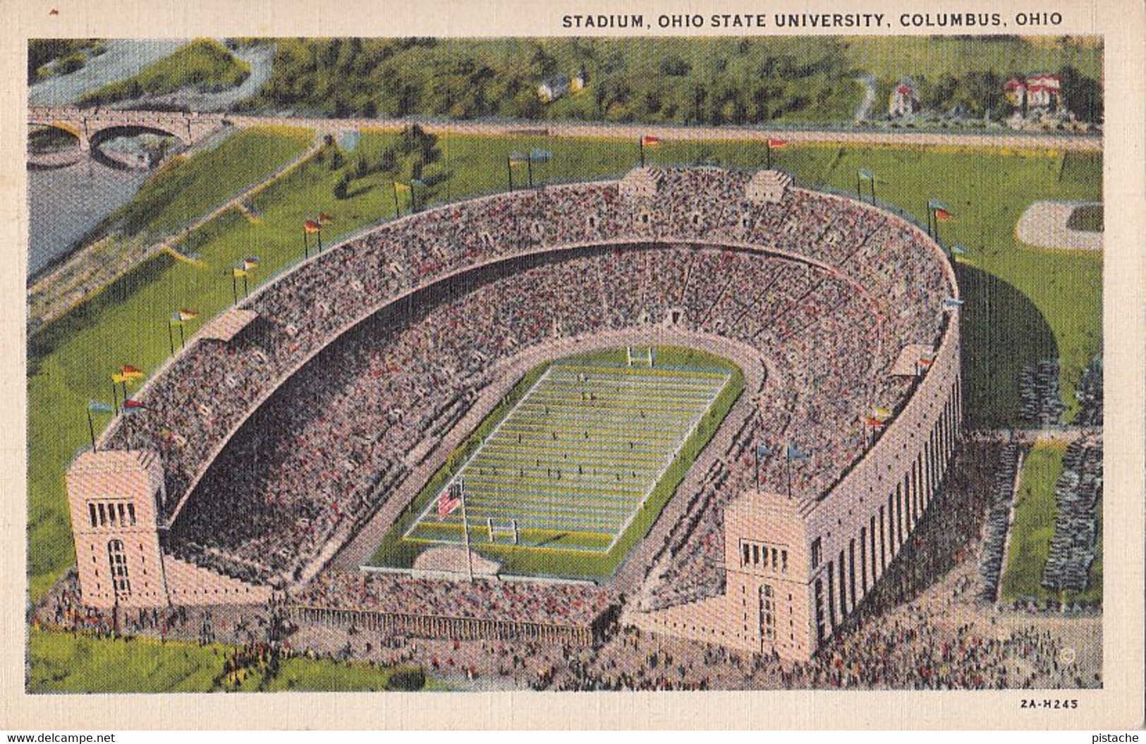 562 – Columbus USA – Stadium Ohio State University – Football Sport – Linen – Postmark 1936 - Condition: See Scans - Columbus