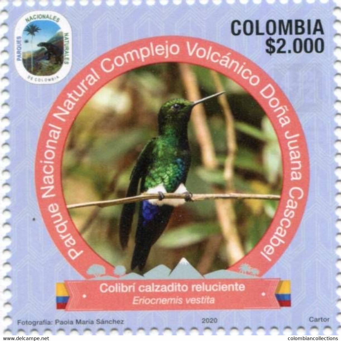 Lote 2020-10.4, Colombia, 2020, Sello, Stamp, Tercera Serie, Natural Park, III, Colibri Calzadito, Bird Hummingbird - Colombia
