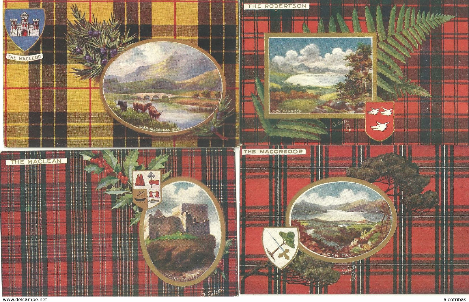 Ecosse Scottland 12 Cartes Chateaux Castel Loch Sutherland Munro Sinclair Macnaughton Cameron  Maclean Oilette .... - Sutherland