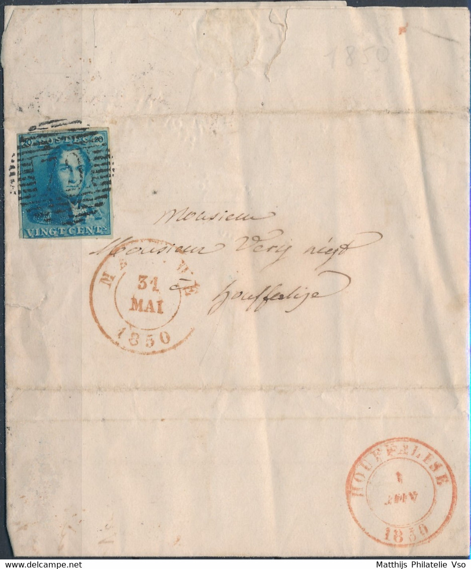 [Document TB] N° 2, Margé (filet Existant Tout Autour) Sur Lettre De Marche 'P79' Du 31 Mai 1850 Vers Houffalize - 1849 Epaulettes