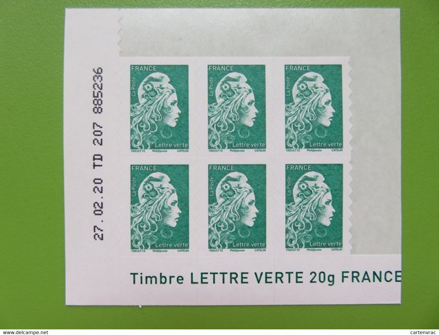 Timbre France YT 1598 AA - Coin Daté - Marianne D'Yseult Digan - L'engagée - Autocollant - Lettre Verte - Neuf - 2018 - 2010-2019