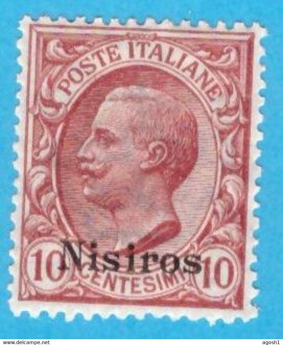 EGNI003 EGEO NISIRO 1912 FBL D'ITALIA SOPRASTAMPATI NISIROS CENT 10 SASSONE NR 3 NUOVO MNH ** - Aegean (Nisiro)