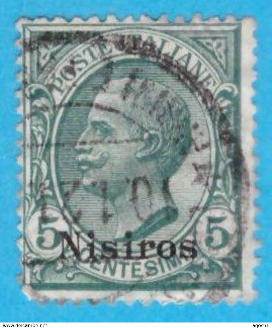 EGNI011 EGEO NISIRO 1912 FBL D'ITALIA SOPRASTAMPATI NISIROS CENT 5 SASSONE NR 2 USATO - Egeo (Nisiro)