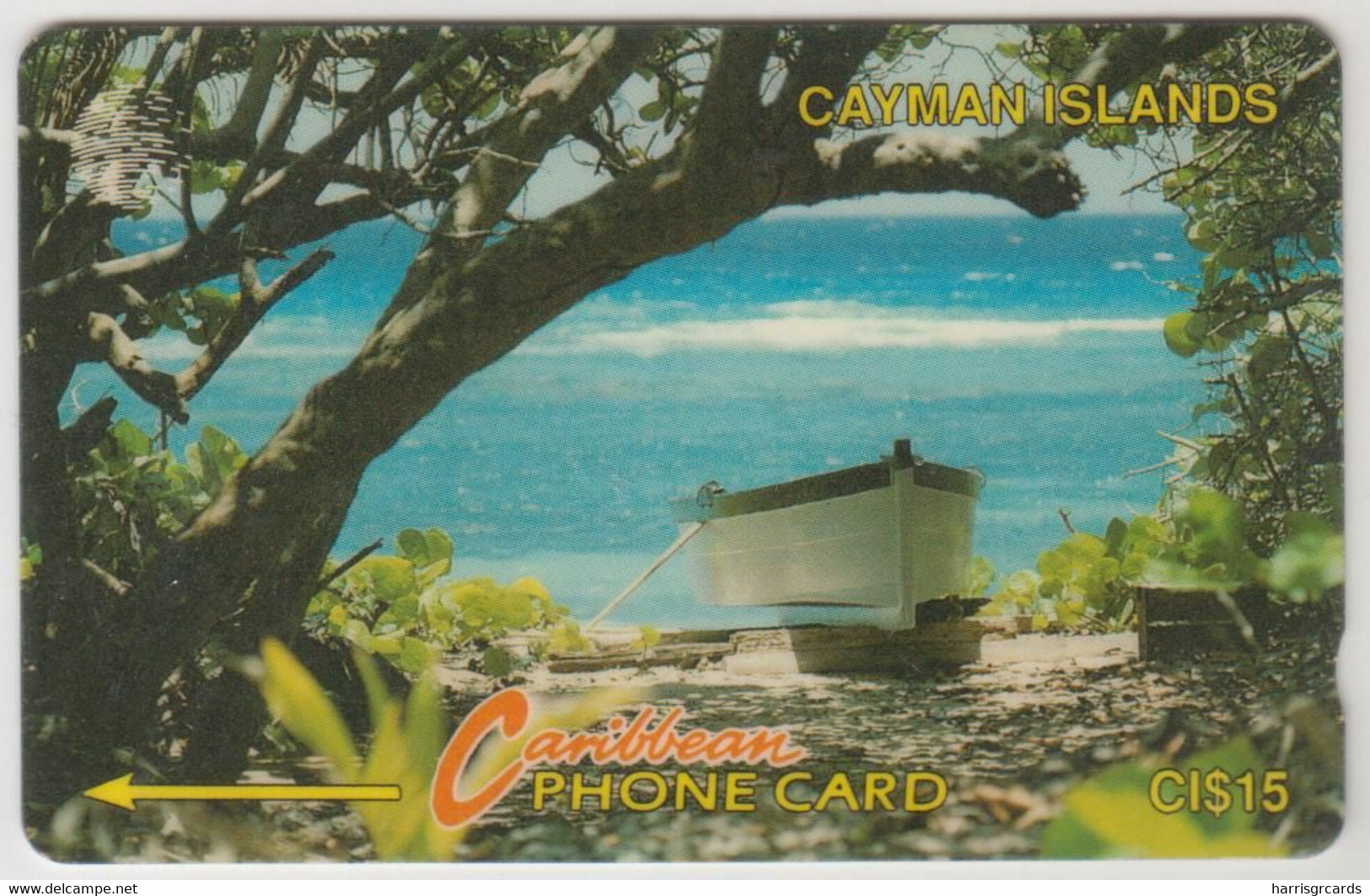 CAYMAN ISLANDS -  Boat And Tree, 15 $, CN:6CCIB, Normal Zero: "0", Tirage 20,000, Used - Kaaimaneilanden