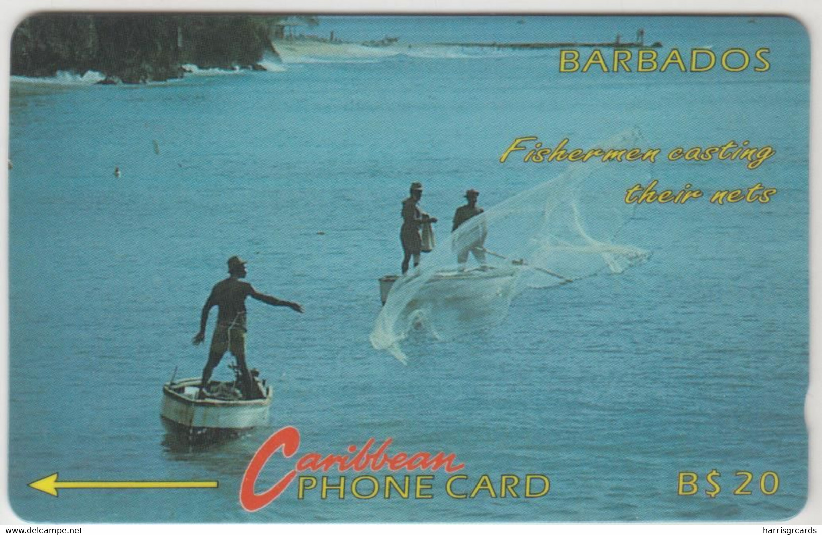 BARBADOS - Fisherman (Without Logo), 20 Bds$, CN:9CBDB ,Normal Zero: "0", Tirage 20.000, Used - Barbades