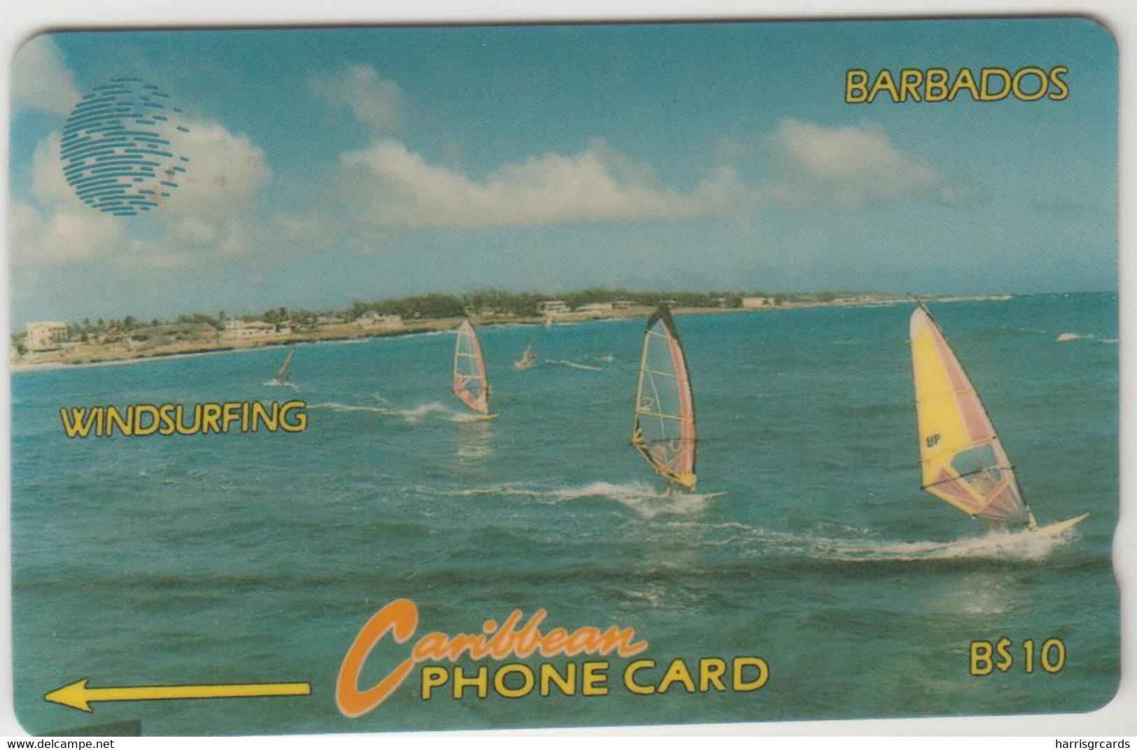 BARBADOS - Windsurfing (Blue Logo), 10 Bds$, CN:14CBDD ,Normal Zero: "0", Used - Barbades