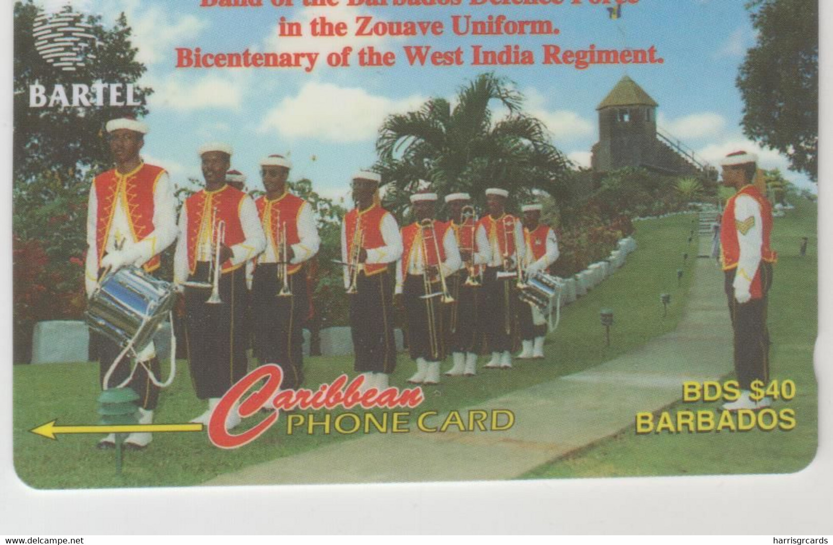 BARBADOS - Band Of The Barbados Defence Force, 40 Bds$, CN:88CBDA , Dashed Zero: "Ø", Used - Barbados (Barbuda)