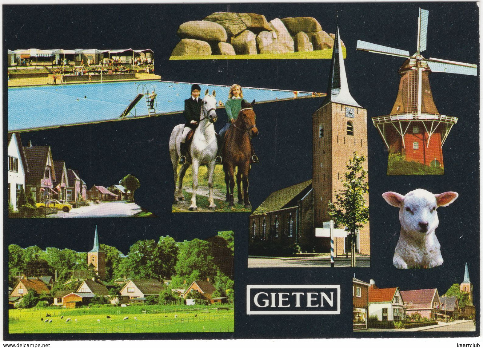 Gieten - Hunebed, Molen, Paarden, Kerk, Lam Etc.  - (Drenthe, Holland) - Gieten