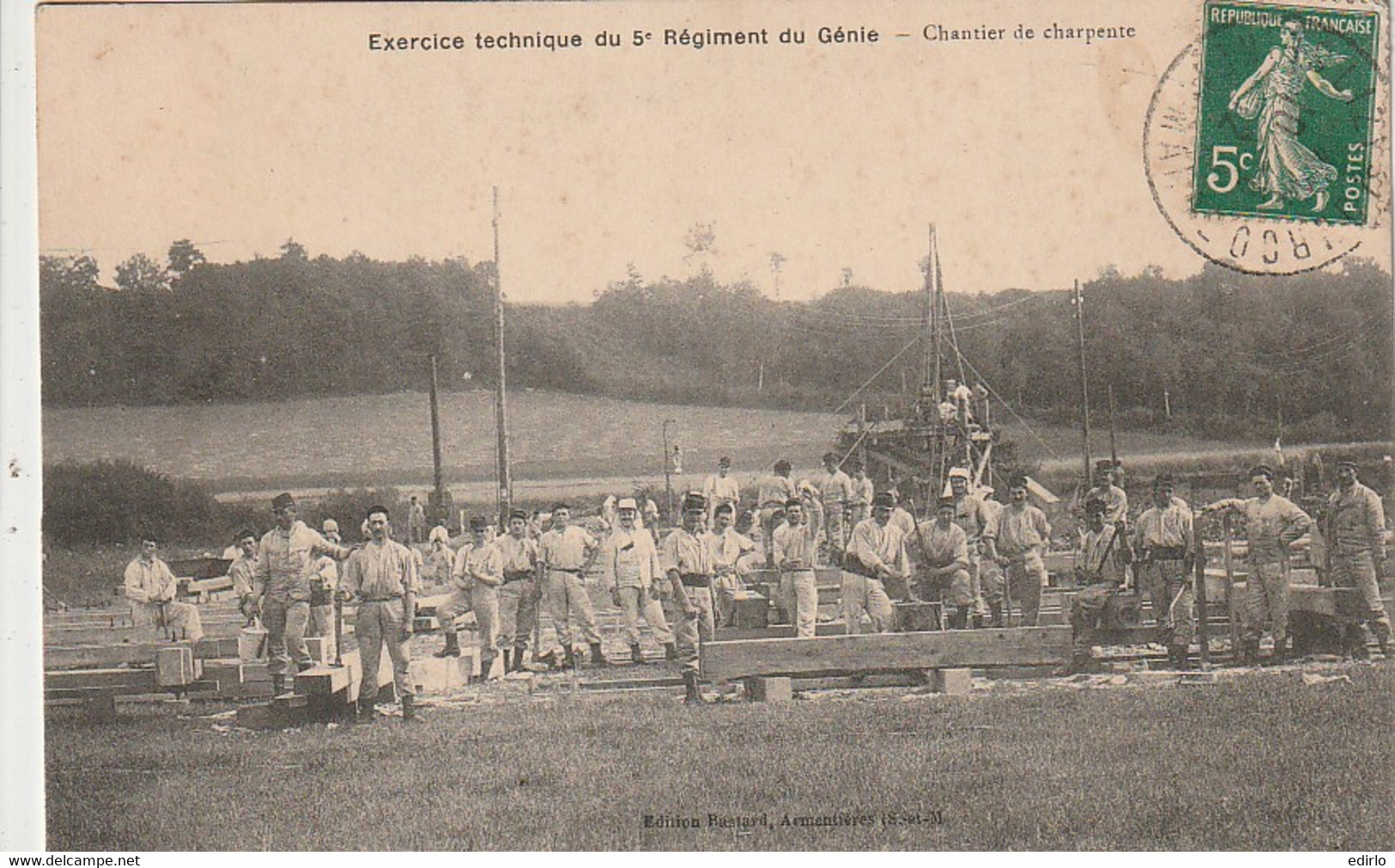 *** 51 ***  MILITARIA - Exercice Technique Du 5 Eime Régiment Du Génie  Chantier De Charpente - Manoeuvres