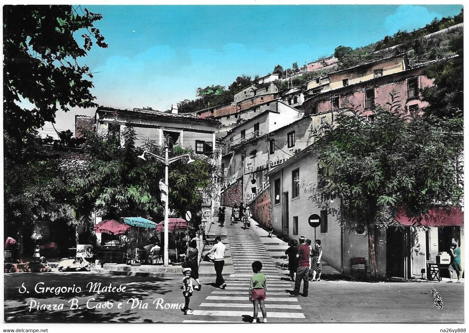 San Gregorio Matese (Caserta). Piazza B. Caso E Via Roma. Pubblicità Coca Cola E Gelati Motta - Lambretta. - Caserta