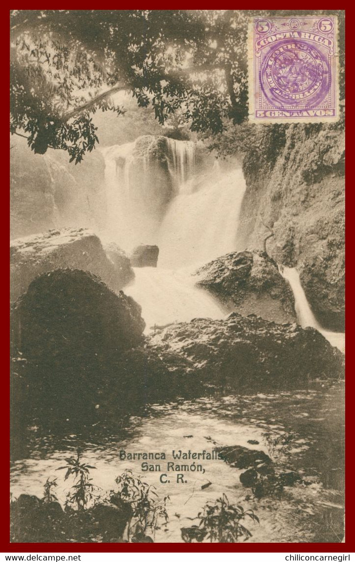 Costa Rica - Barranca Waterfalls San Ramon - M. GOMEZ - Timbre 5 Centavos Et Cachet Surcharge Portrait - 1932 - Costa Rica