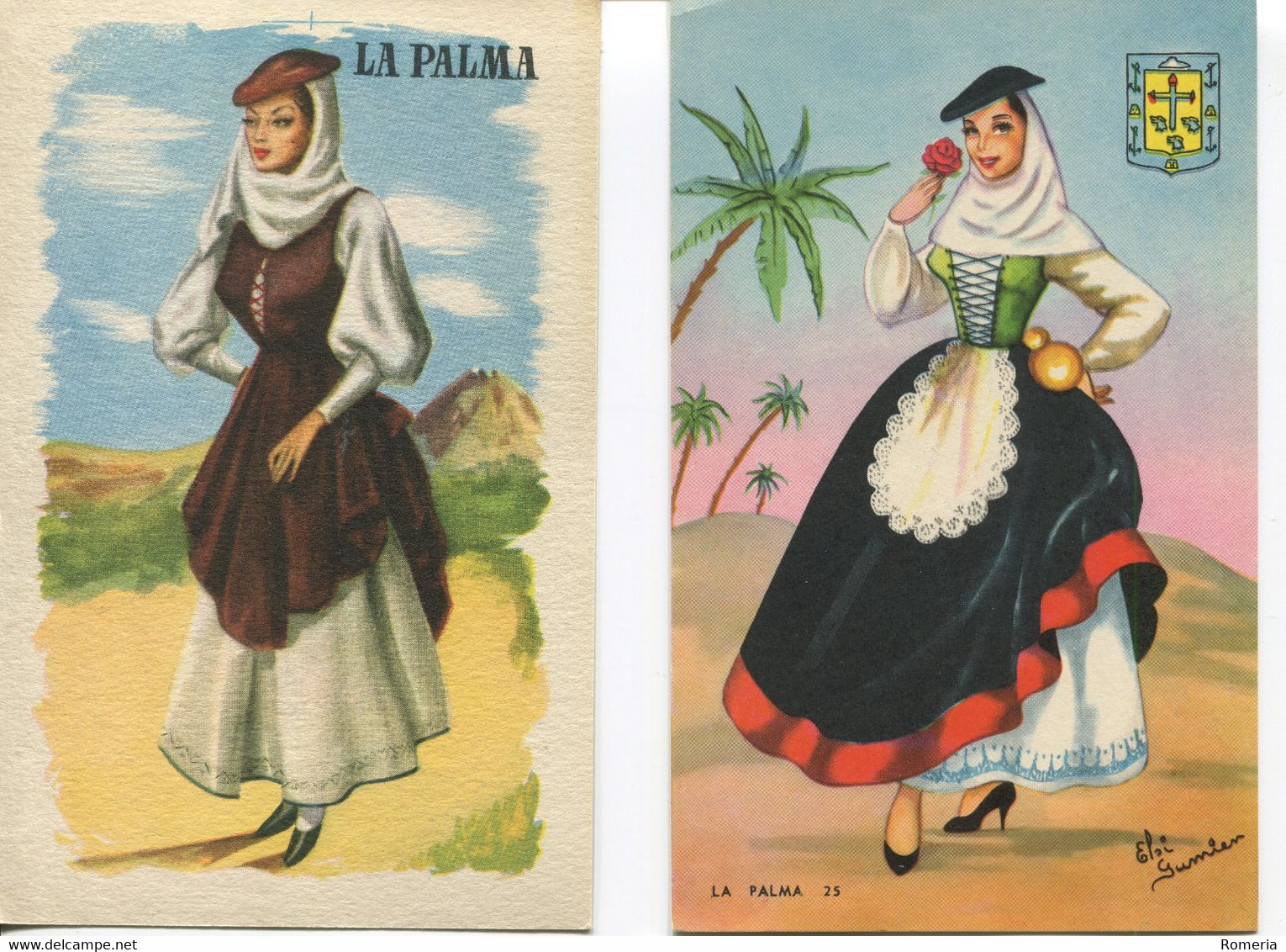 Canaries - La Palma - Lot 16 cartes neuves et/ou timbrées