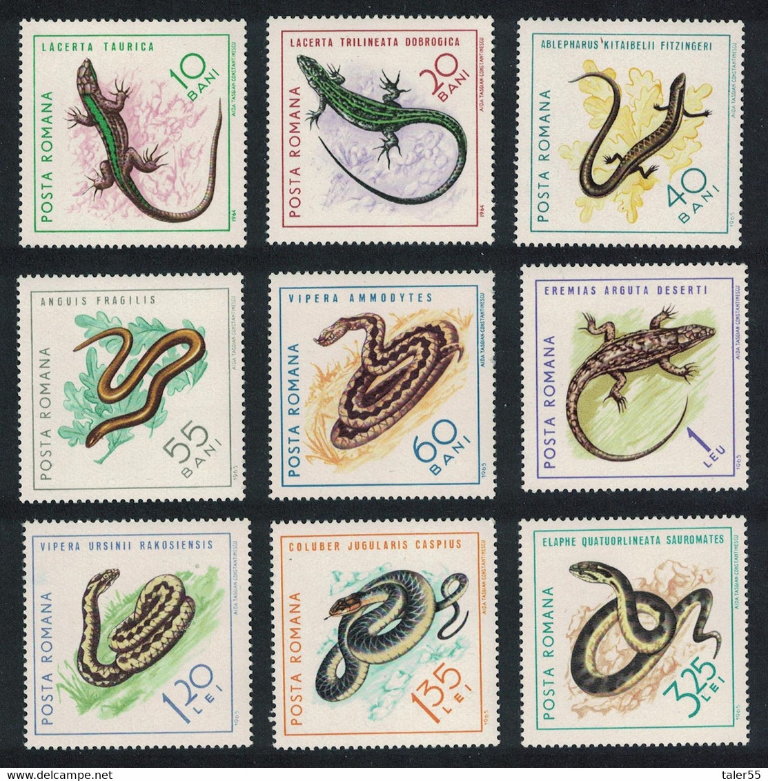 Romania Reptiles 9v 1965 MNH SG#3246-3254 MI#2378-2386 CV€8.50 - Ongebruikt