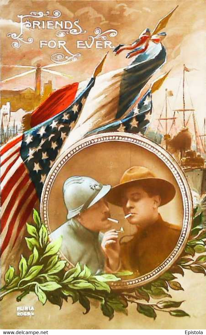 ►Cpa  Patriote Franco-American Friendship - Amitiée Franco-Américaine - FRIENDS FOR EVER - Guerre 1914-1919 - Other & Unclassified