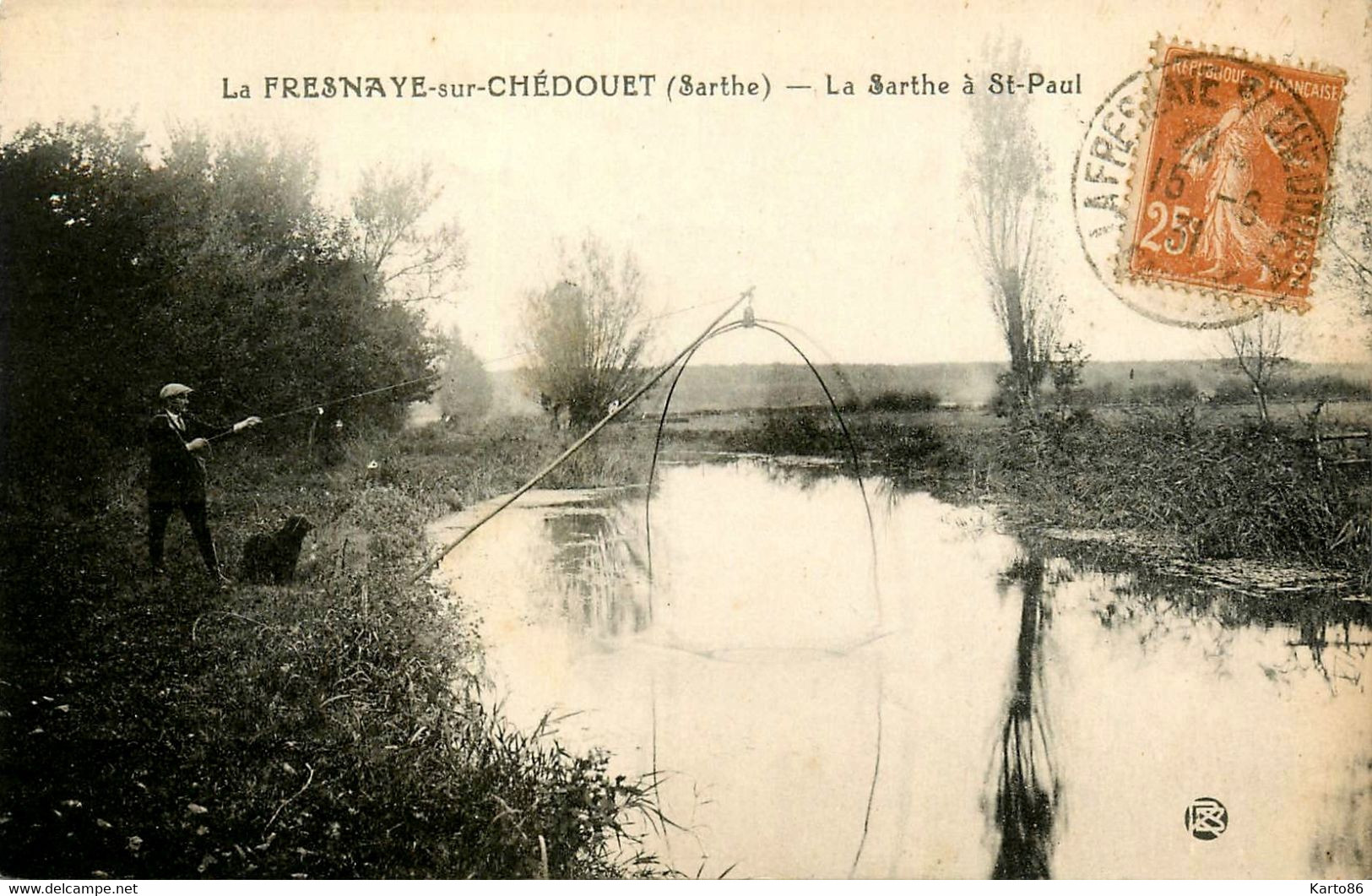 La Fresnaye Sur Chedouet * La Sarthe à St Paul * Pêche Au Carrelet * Pêcheur - La Fresnaye Sur Chédouet