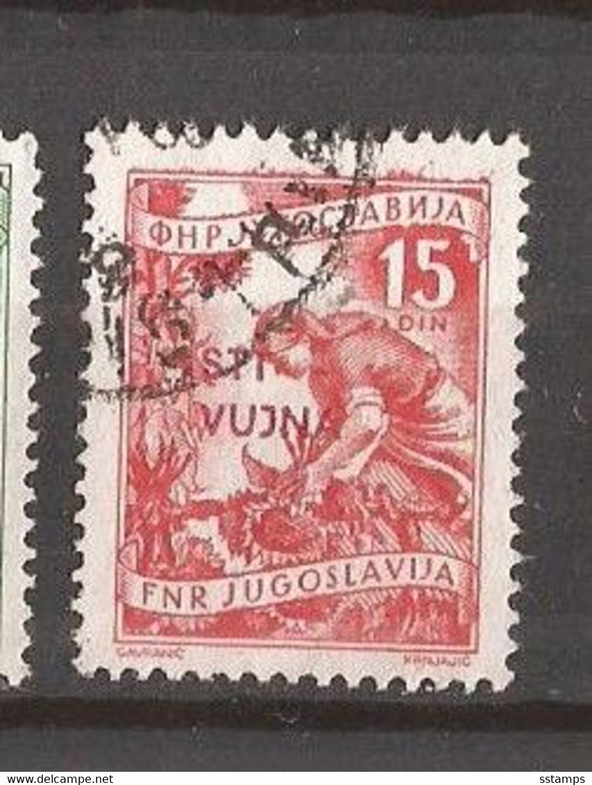 1953  TRIESTE B  92 I  TYP I- ROTE STRICH IN  WEISS FELD -723 I-TALIA JUGOSLAVIA   SLOVENIA  FREIMARKE ARBEITER   USED - Usados