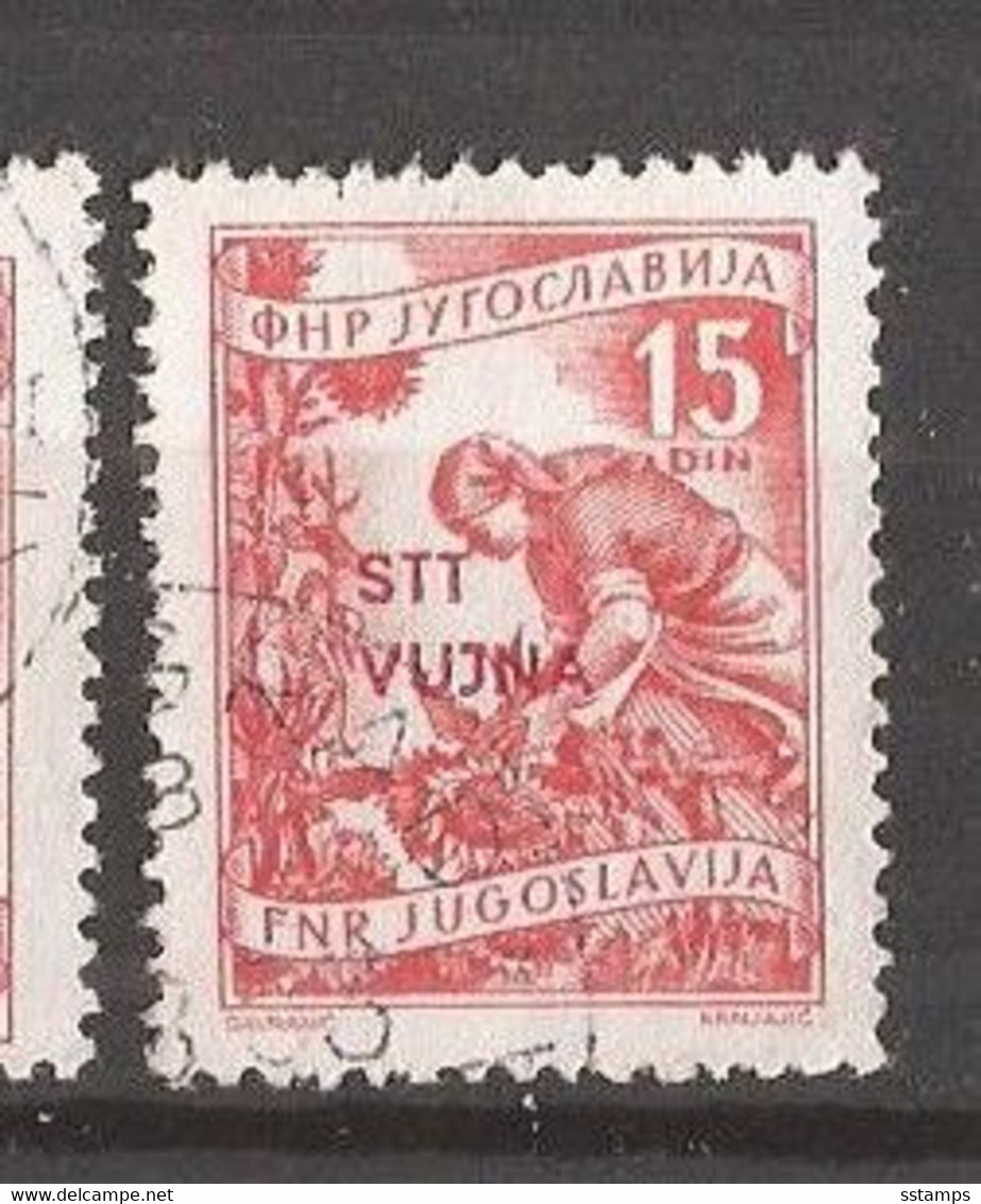 1953  TRIESTE B  92 I  TYP I- ROTE STRICH IN  WEISS FELD -723 I-TALIA JUGOSLAVIA   SLOVENIA  FREIMARKE ARBEITER   USED - Used