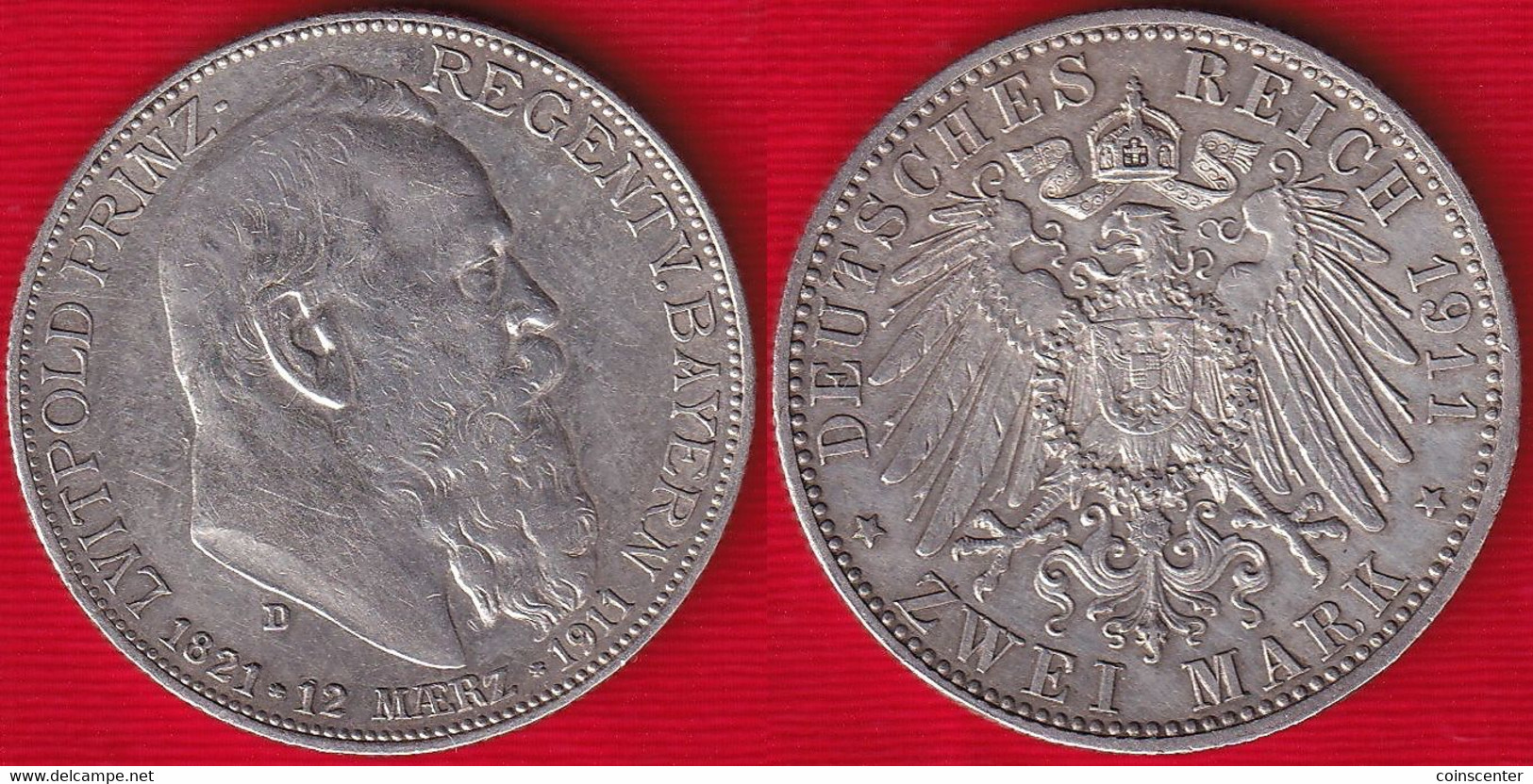 Germany / Bavaria, Bayern 2 Mark 1911 Km#997 AG "Prince Regent Luitpold" - 2, 3 & 5 Mark Argent