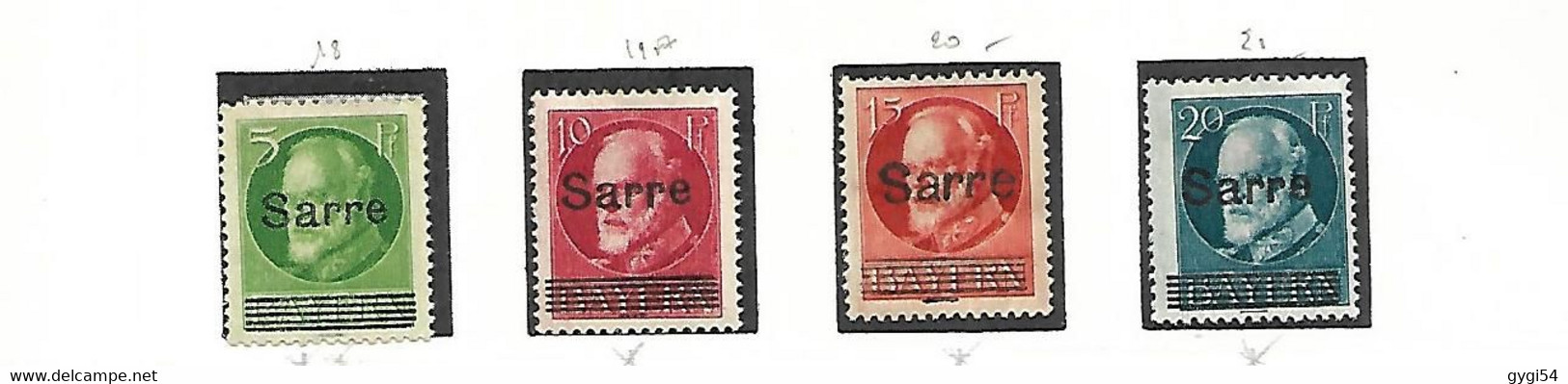 SARRE 1920  CAT YT N° 18, 20, 21, 22  N* MLH - Unused Stamps