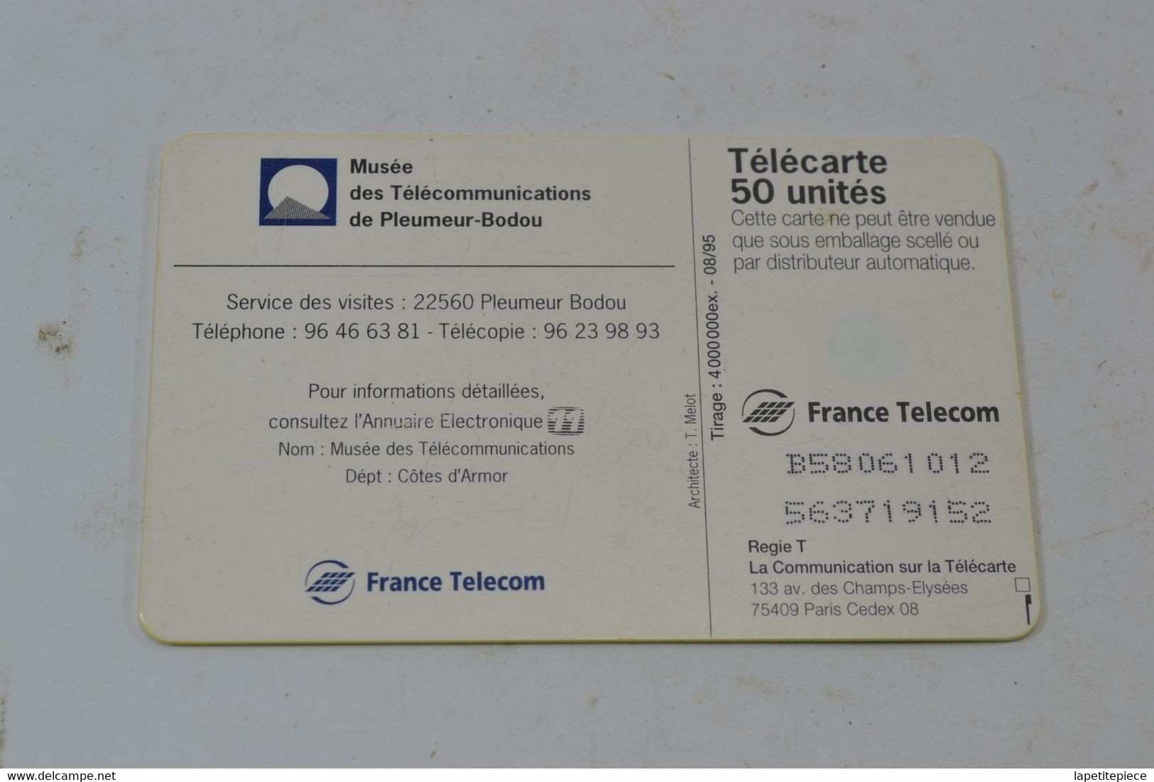 (A) Ancienne Carte Téléphonique Télécarte 50 Musée Des Télécommunication De Pleumeur-Bodou - Téléphones