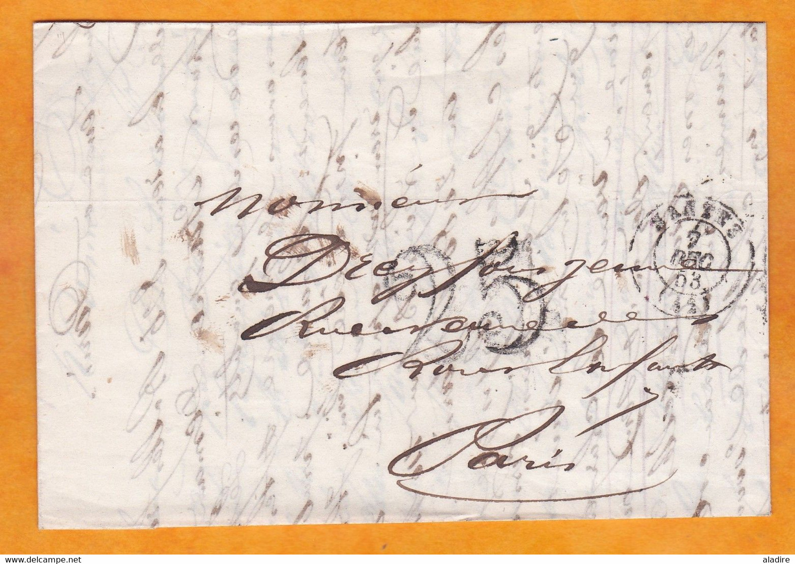 1853 - Lettre Pliée Avec Correspondance De Nantes Vers Paris - Ligne De ? - Cad Arrivée - Postmark Collection