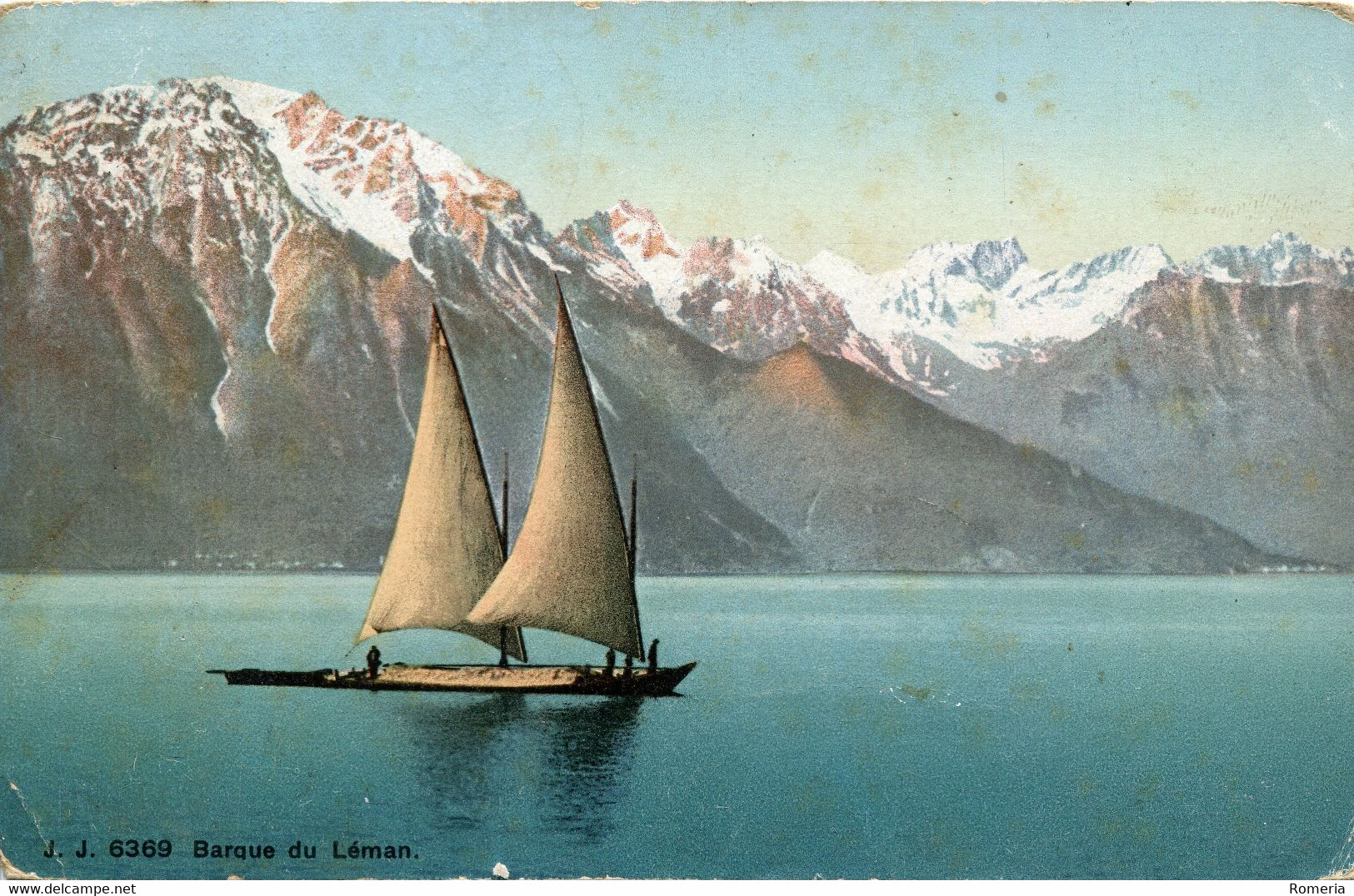 Suisse - Barque Sur Le Léman - Ecrite, Timbre Absent, Colorisée - Sent