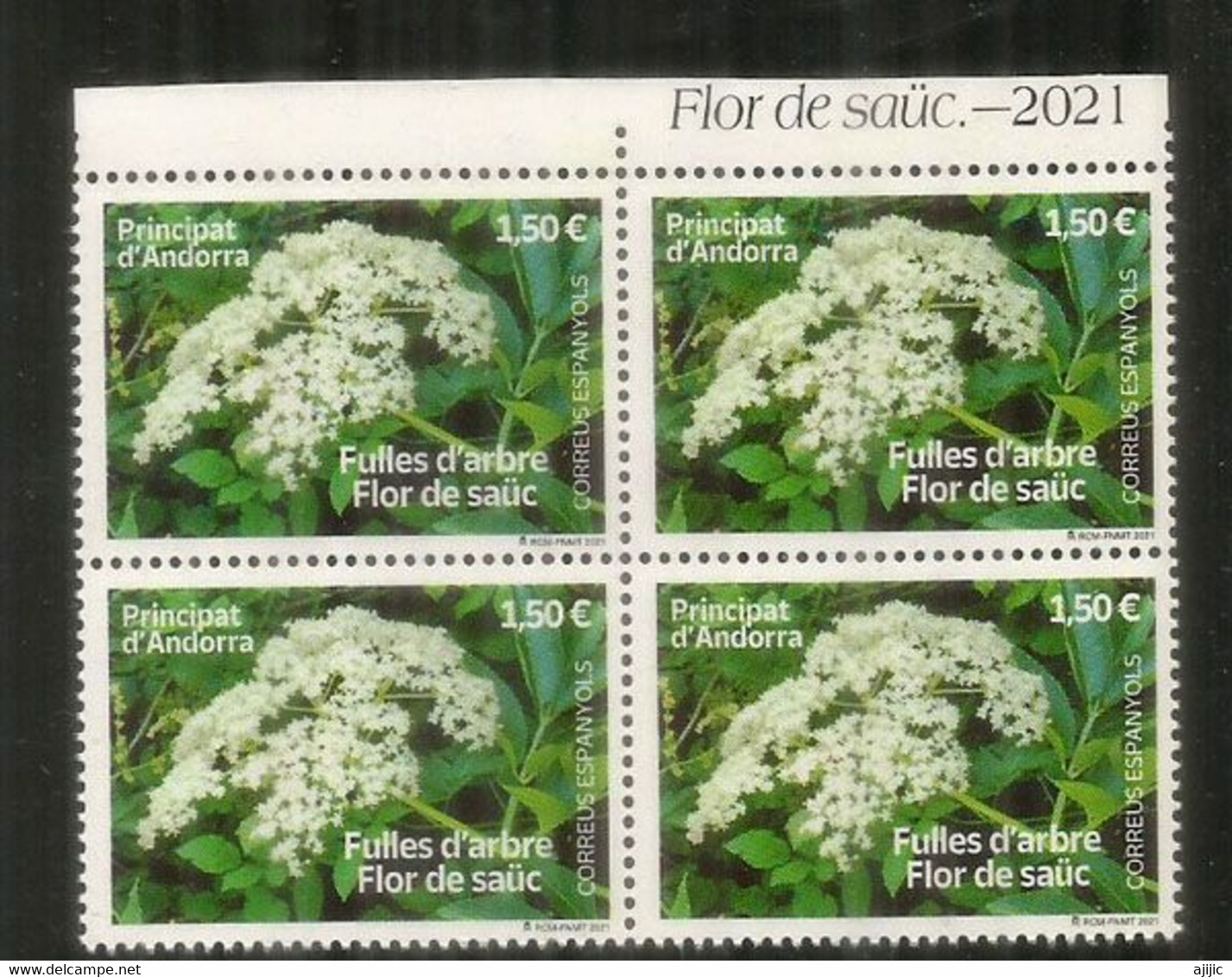 ANDORRA.Elderflower/Flor De Saúco/Fleur De Sureau. 2021. Bloc De 4 Neufs ** AND.ESP - Neufs