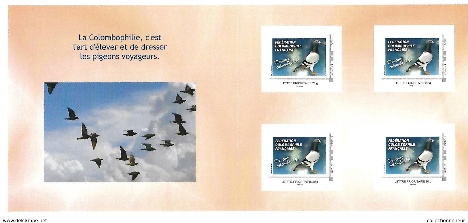 FRANCE  CARNET COLLECTOR FEDERATION COLOMBOPHILE FRANCAISE PIGEON VOYAGEUR  NON PLIE TB VOIR SCANS - Collectors