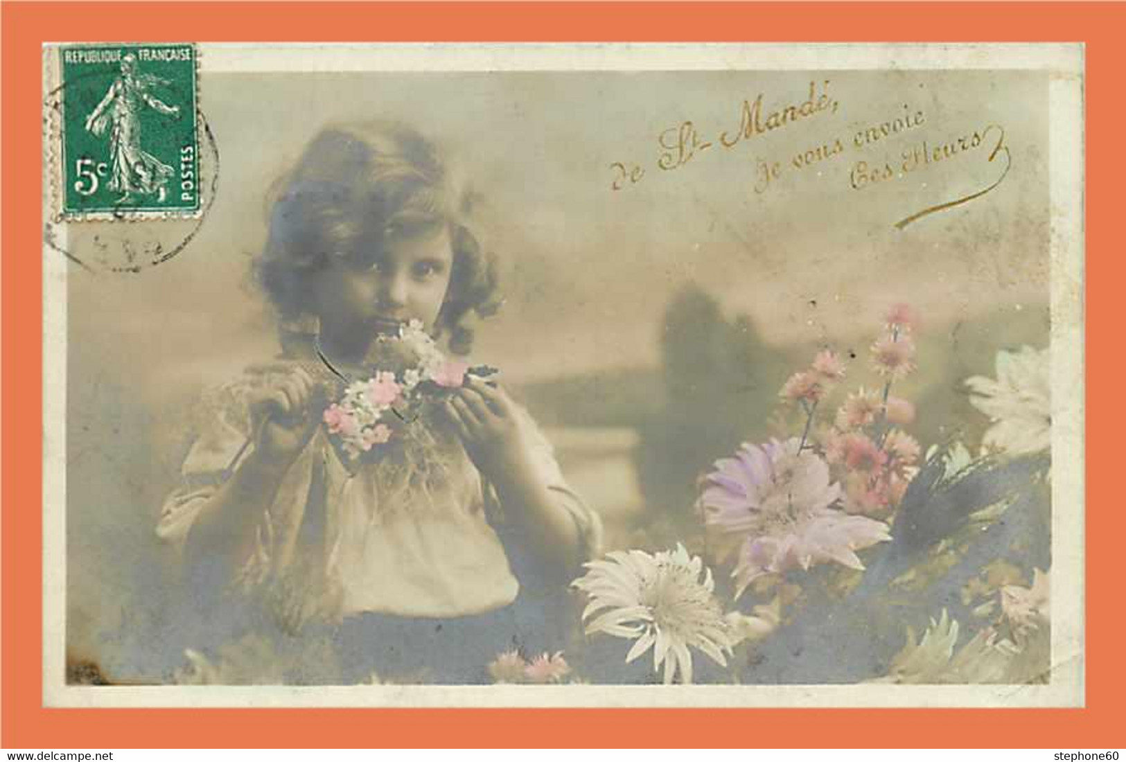 De SAINT MANDE Je Vous Envoie Ces Fleurs ( Enfant - Fille ) CPA Animée OL0 - Autres & Non Classés