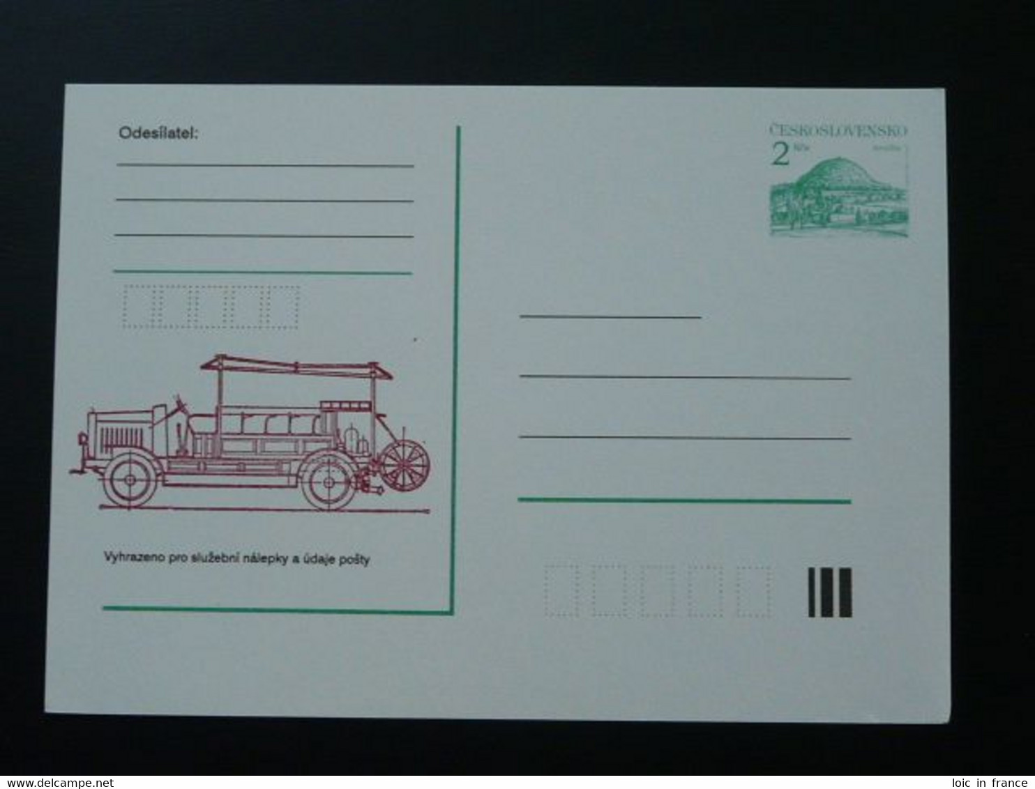 Entier Postal Stationery Card Véhicule De Pompier Firefighting Car Tchecoslovaquie Ref 65849 - Voitures