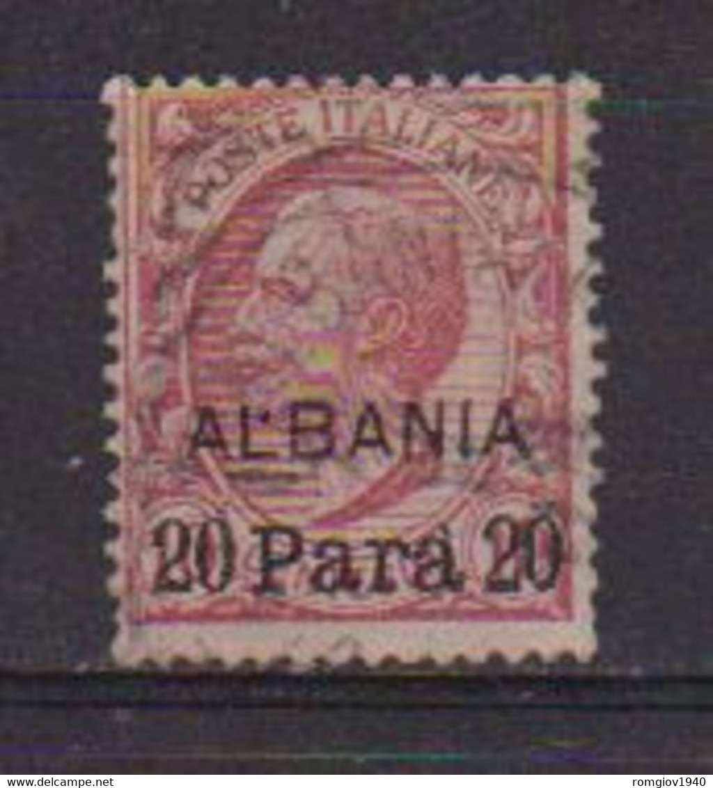 REGNO D'ITALIA LEVANTE 1907  EMISSIONI PER LA SOLA ALBANIA  SOPRASTAMPATO" ALBANIA"SASS.8 USATO VF - Albanië
