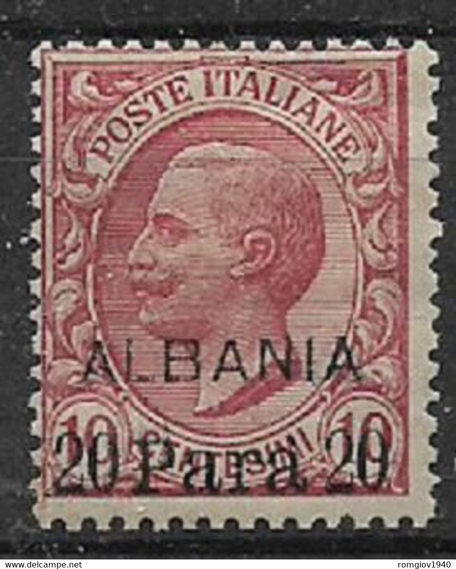 REGNO D'ITALIA LEVANTE 1907  EMISSIONI PER LA SOLA ALBANIA  SOPRASTAMPATO" ALBANIA"SASS.8 MLH VF - Albania