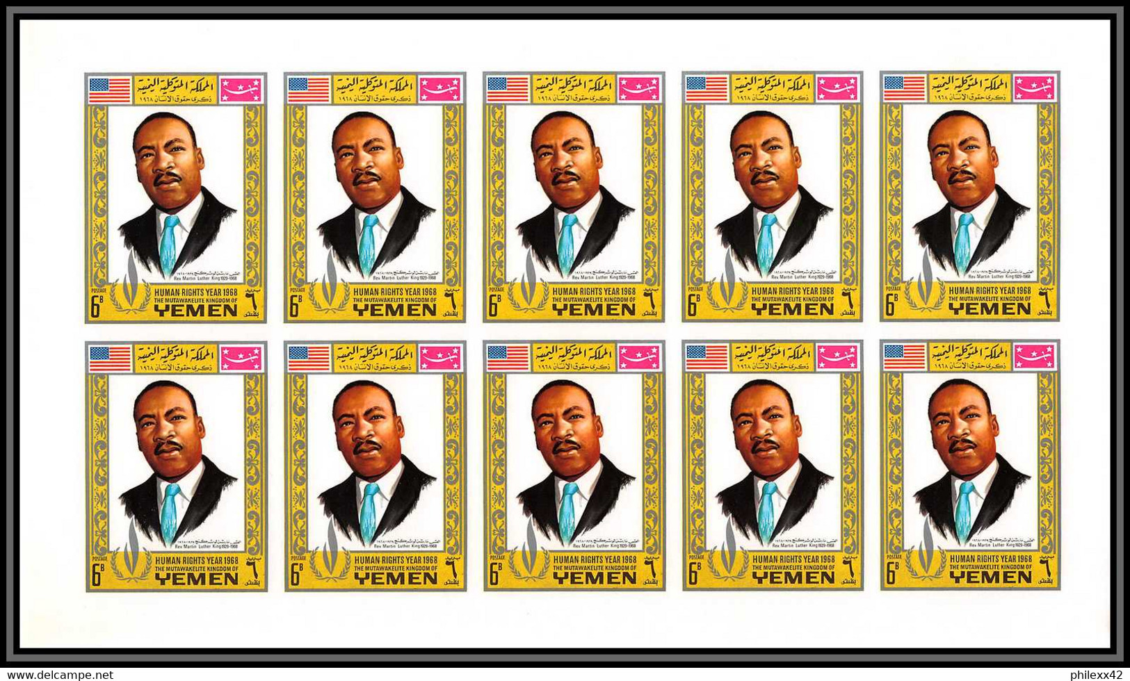 Yemen Royaume (kingdom) - 4013b/ N°542 + 546 + 550 B Martin Luther King Non Dentelé Imperf ** MNH Feuille Complete Sheet - Martin Luther King