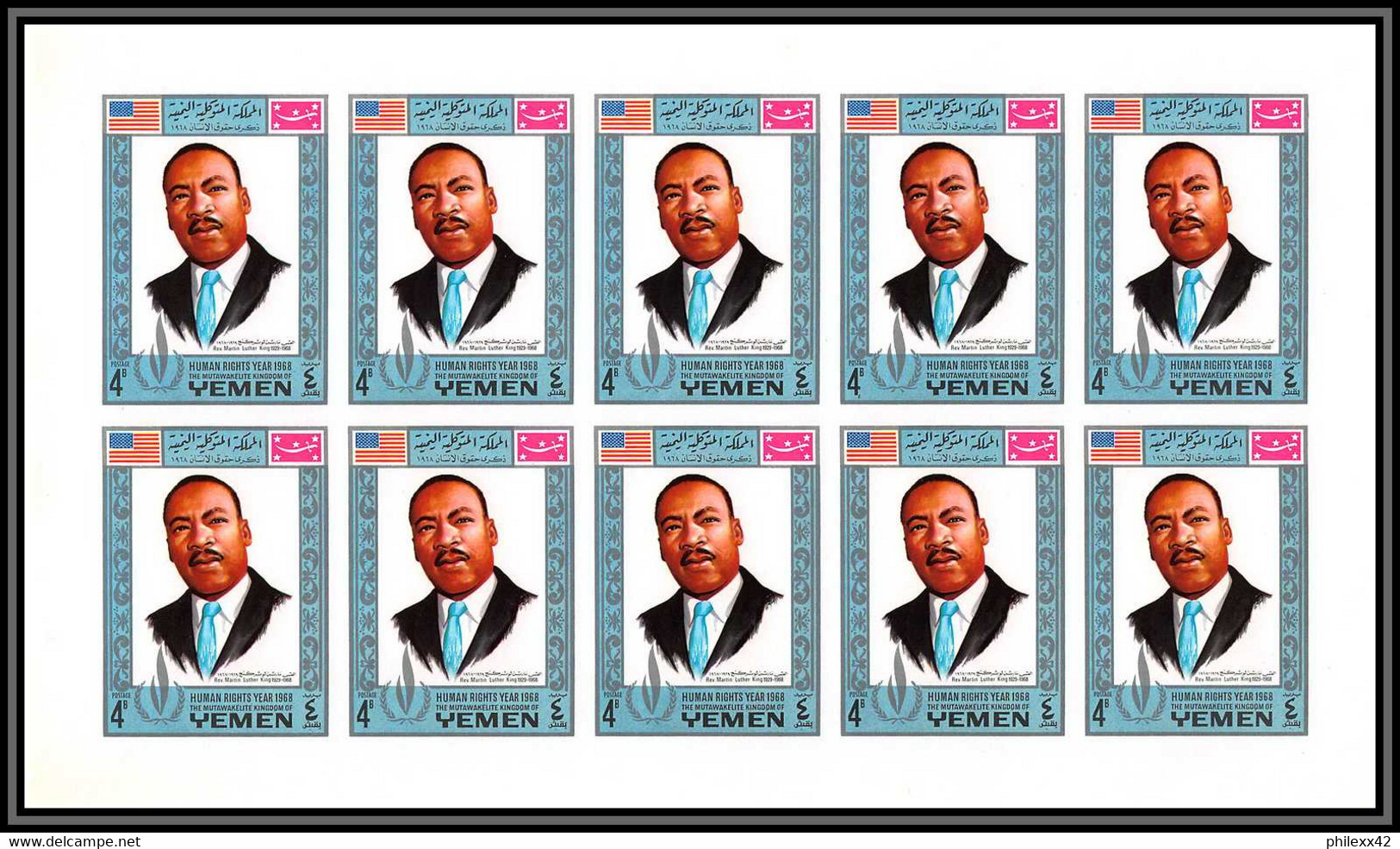 Yemen Royaume (kingdom) - 4013b/ N°542 + 546 + 550 B Martin Luther King Non Dentelé Imperf ** MNH Feuille Complete Sheet - Martin Luther King