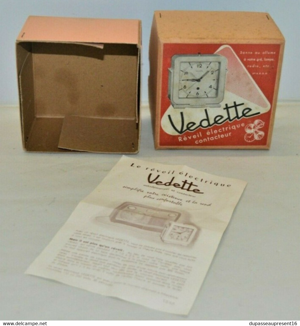 ANCIENNE BOITE CARTON REVEIL VEDETTE ELECTRIQUE CONTACTEUR Avec Notice Vide XXe SANS REVEIL COLLECTION - Réveils