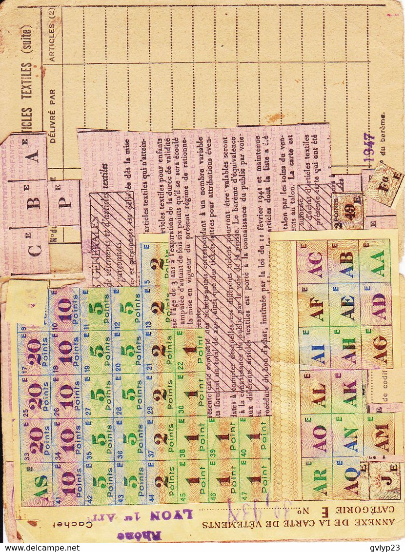 CARTE TEXTILE/23/01/1945/ MAIRIE DE LYON 1° ARRONDISSEMENT - Matériel Et Accessoires