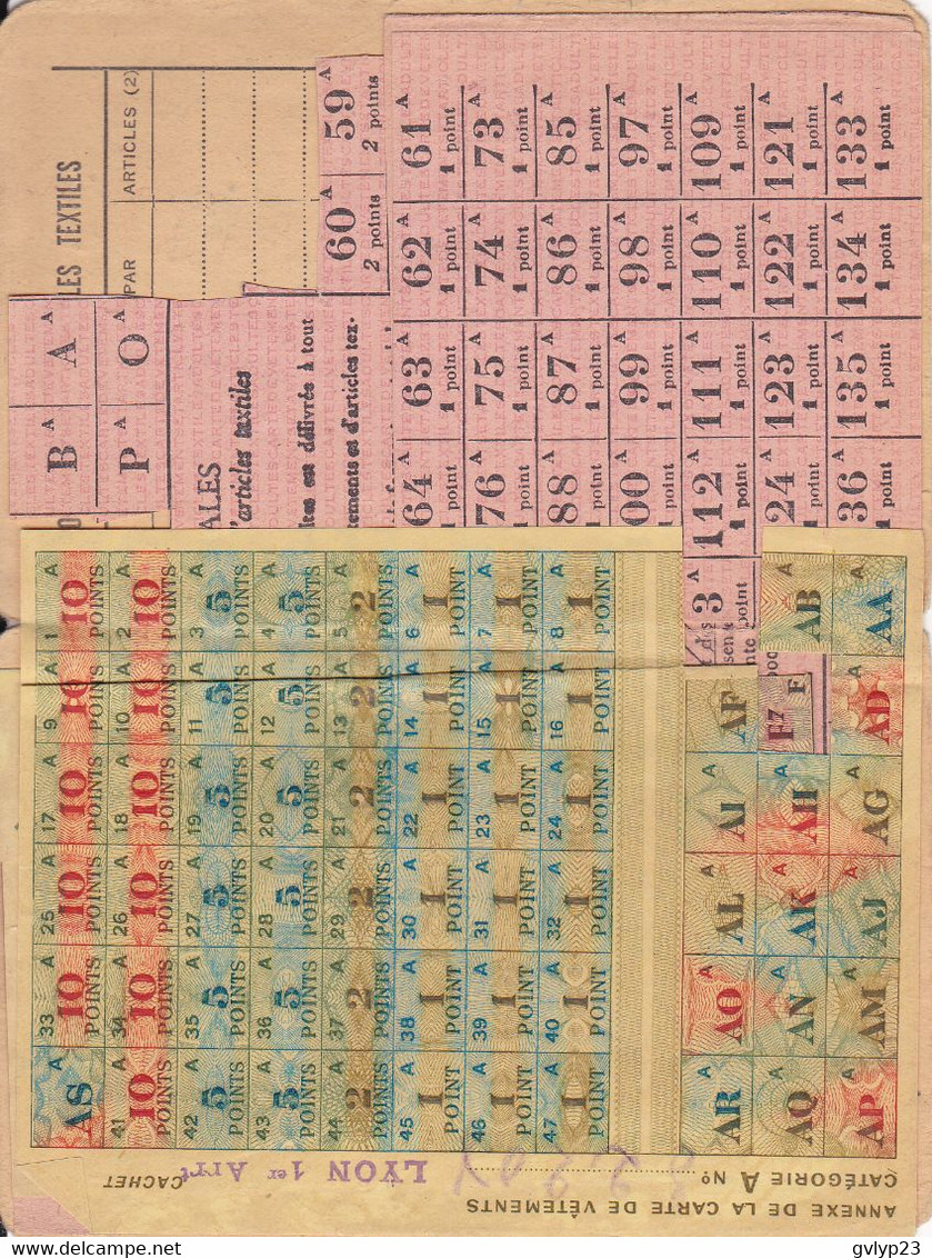 CARTE TEXTILE/13/08/1947/ MAIRIE DE LYON 1° ARRONDISSEMENT - Matériel Et Accessoires