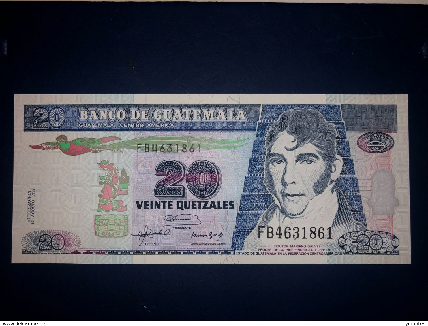 Uncirculated Guatemala Banknote 20 Quetzales P83 ( 08/12/1992) - Guatemala