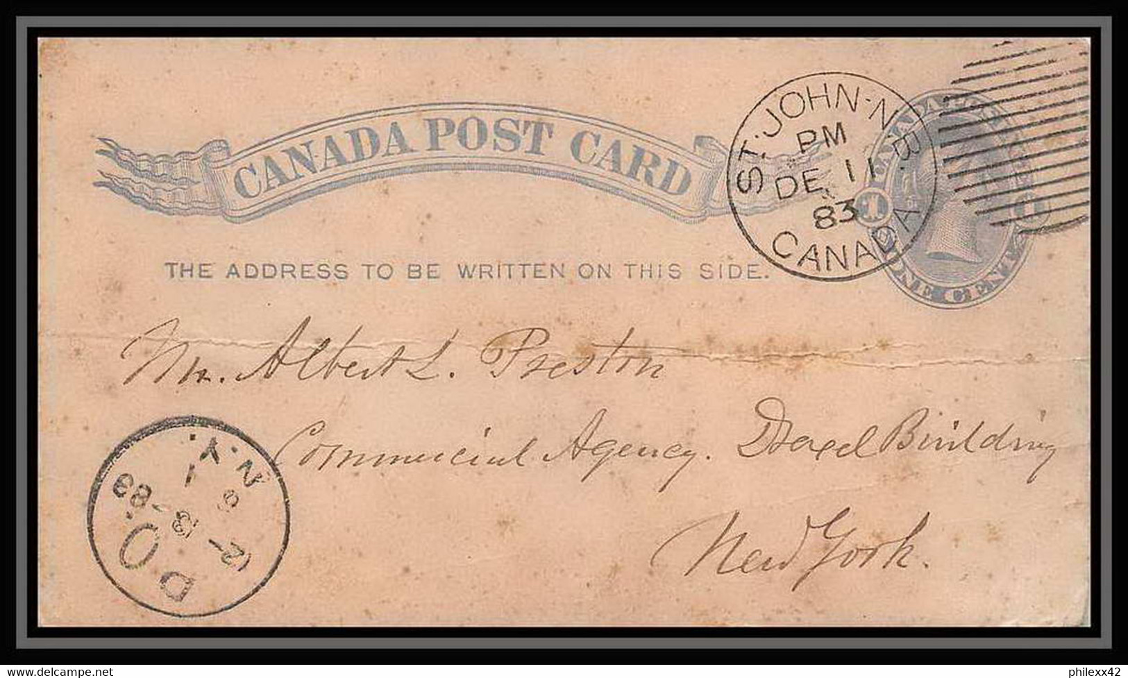 3223/ Canada Entier Stationery Carte Postale (postcard) N°8 1 Cent Blue 1883 - 1860-1899 Regno Di Victoria