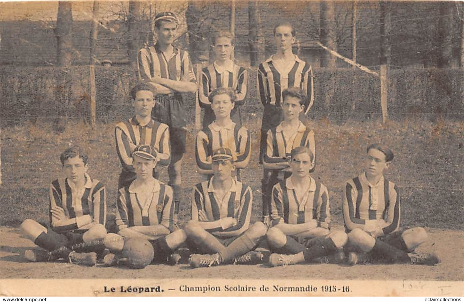 Thème:  Sport:   Football   Le Léopard Champion Scolaire Normandie  1915-1916     (voir Scan) - Soccer