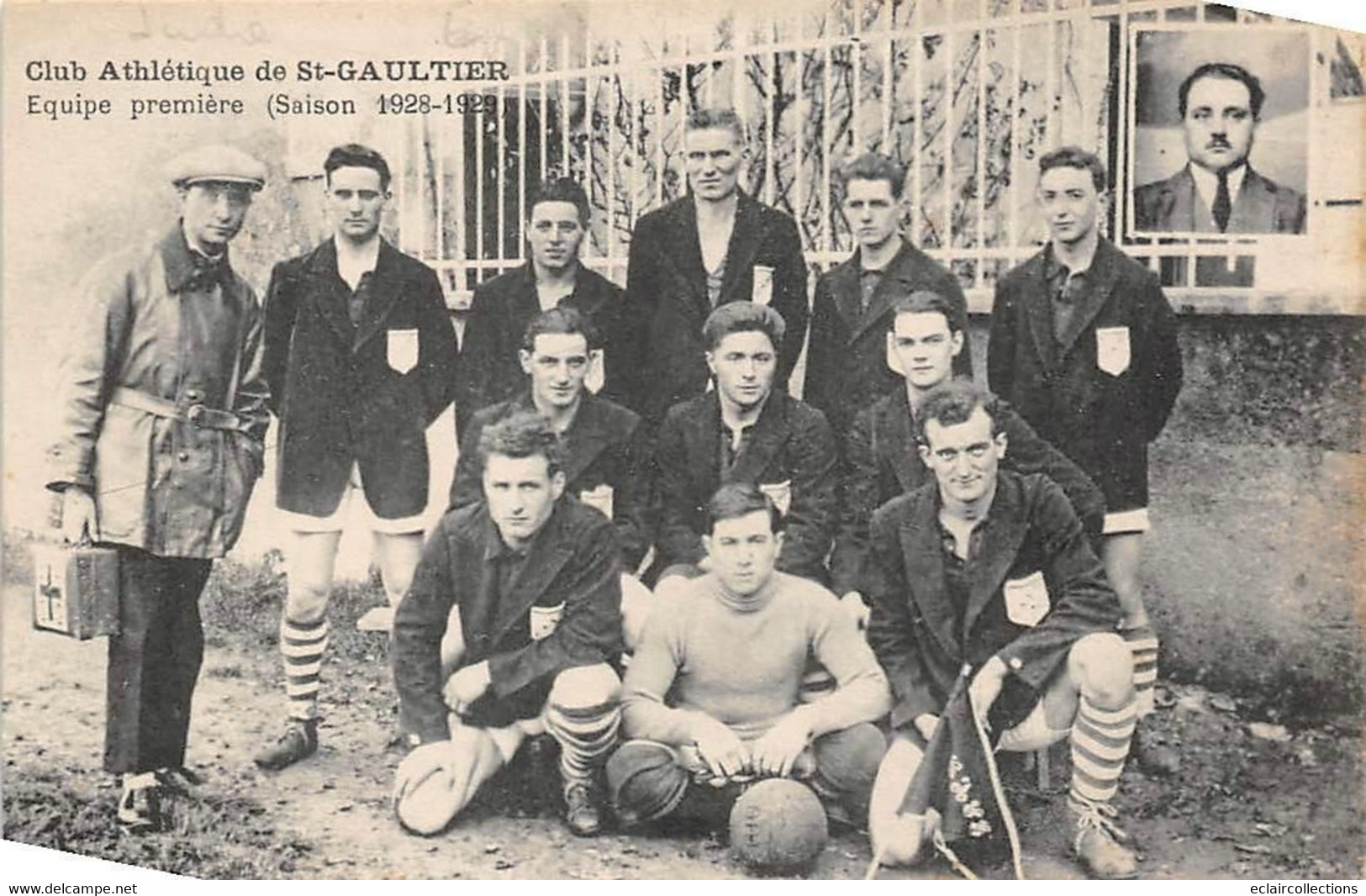 Thème:  Sport:   Football    Club Athlétique De Saint Gaultier 1928-1929  Indre   (voir Scan) - Soccer