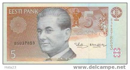 1994 Estonia 5 Kroon Banknote.Crisp UNC. - Estonia